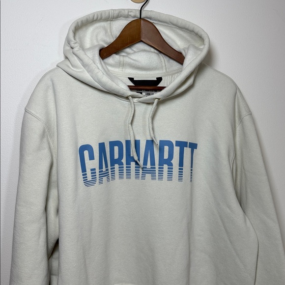 Carhartt Loose Fit Hoodie Light Sage Green Logo Sweatshirt Men XL Tall - Picture 2 of 10